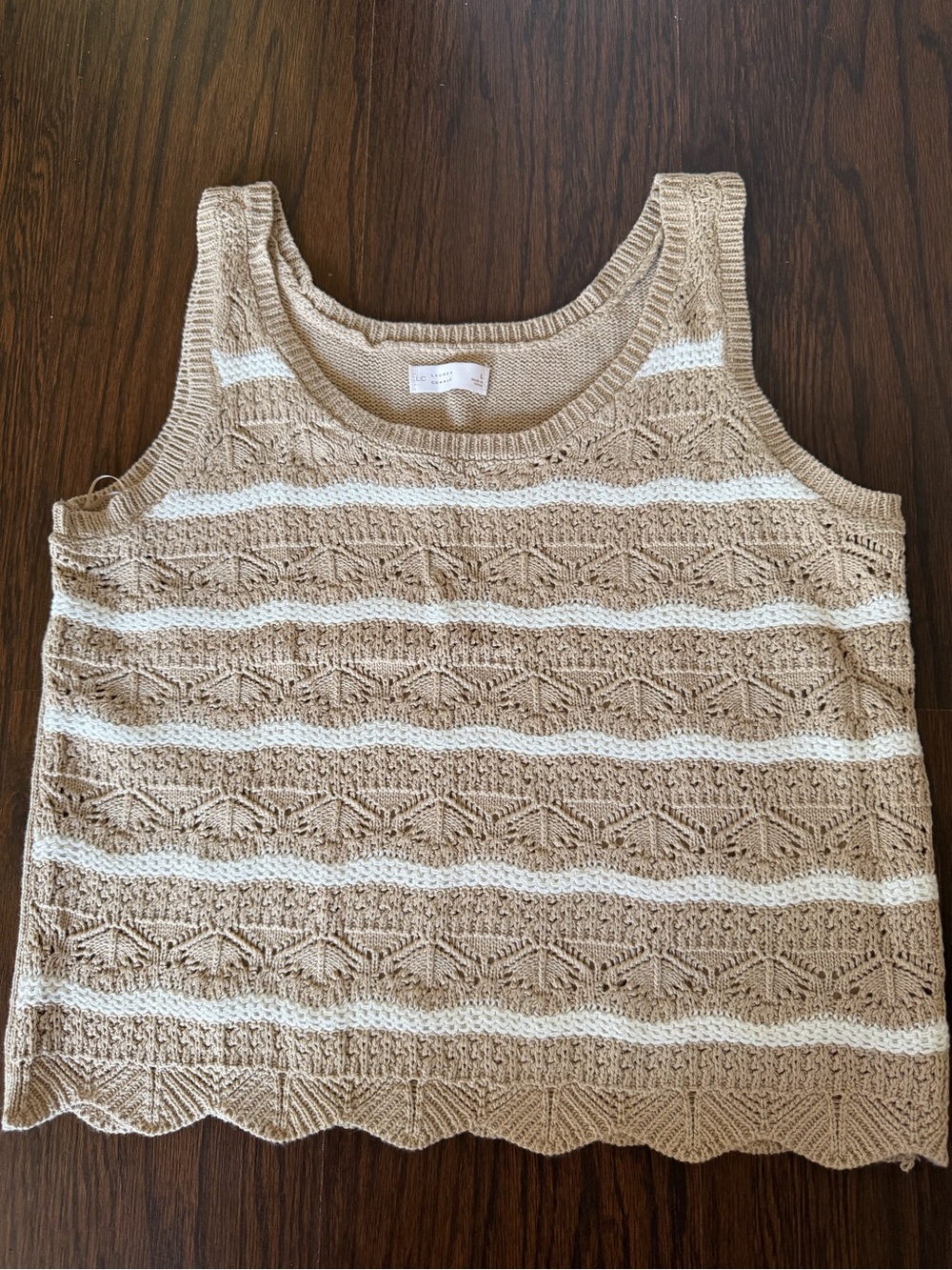 Lauren Conrad Beige and White Striped Knit Tank Sweater